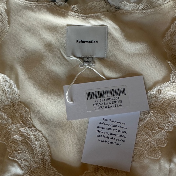Reformation Belva Silk Dress in Fior Di Latte - Picture 2 of 4